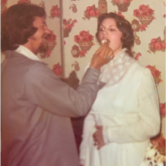 Wedding dress handmade 1975 muslin, lace size 12 - Picture 12 of 17